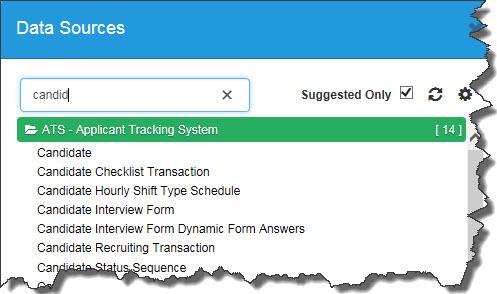When you click a data source in the Data Sources dialog box, its name and description display in the lower portion of the dialog box. To select data sources, complete the following steps: 1.