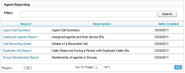 To access call reports from the Printable Reports menu, click Call Reporting.