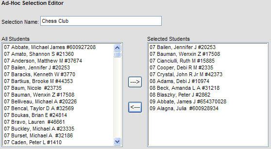 Edit the Selection Editor filter Whenever the filter (list of students) changes, the user must manually update the list in the Filter Designer. 1. Navigate to: Ad Hoc Reporting > Filter Designer. 2.