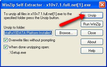 6. Click Unzip to complete the self-extracting process.