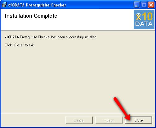 10. When the prerequisite check installation has completed, click Close. 11.