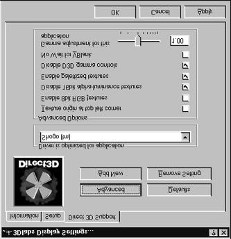Software Configuration Direct3D Support Screen The Direct3D Support screen controls Direct3D application specific driver settings for Oxygen VX1 Windows 98 users, and lets you create your own