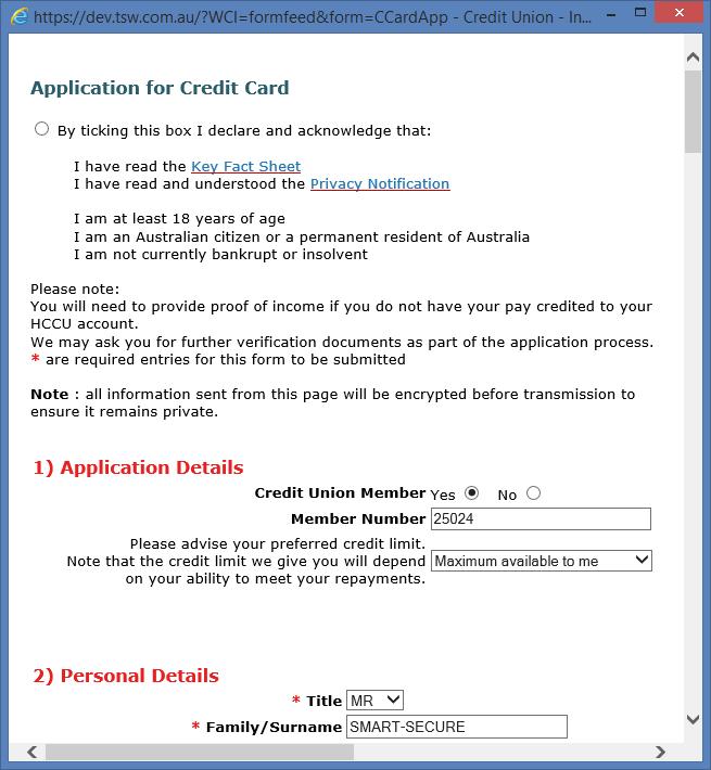 18.2 Apply For a Credit Card 1. Access via the Applications menu 2. Select Apply for a Credit Card option 3. An online form will open in a new window 4.