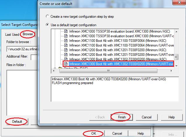 Example 2: ASC with miniwiggler (1/4) Target configuration 1 2 4 1 Click Target->change 2 Go to Browse 3 Click