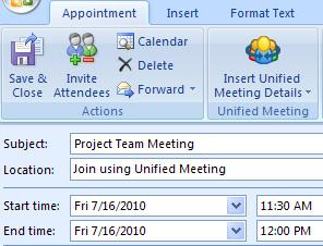 2 Your Outlook meeting invite will be automatically populated with meeting access links for you and participants.