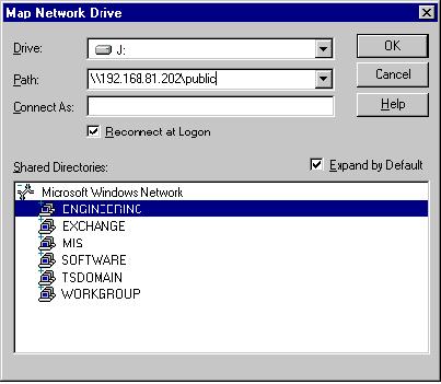 3. In the Map Network Drive dialog box, select a drive letter from the Drive dropdown list box. FIGURE 8-11 The Map Network Drive Dialog Box 4.