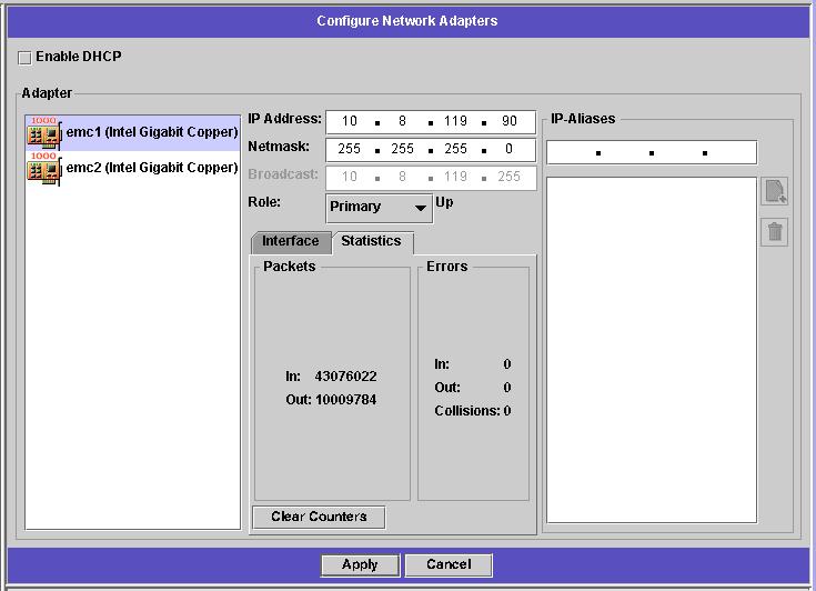 Viewing Network (Port) Statistics To view statistics about Sun StorEdge 5310 NAS Appliance network ports: 1.