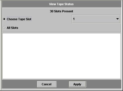 1. In the navigation panel, select System Backup > Manage Backup Jobs > View Tape Status. FIGURE 11-17 The View Tape Status Panel 2. Select the tape information you want to view.
