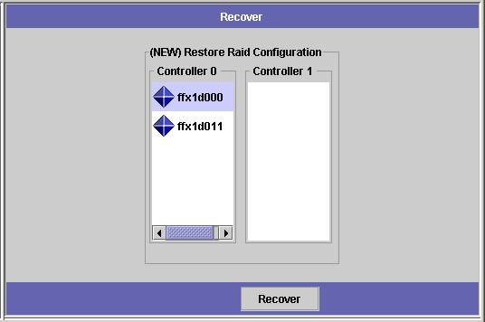 To configure head or controller failback: 1. In the navigation panel, select Fault Tolerance > Recover. FIGURE 12-5 The Recover Panel for Head Failback 2.