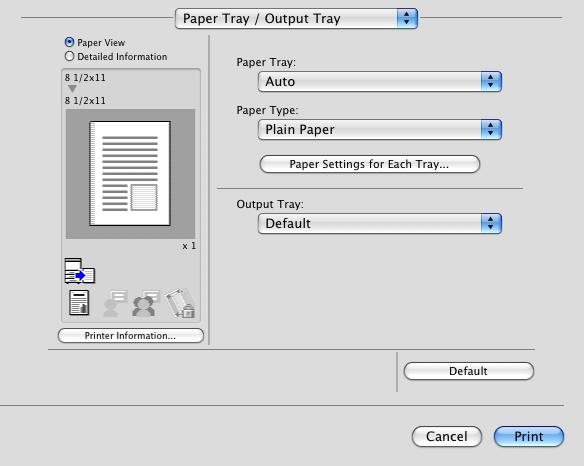 10.5 Parameter details 10 10.5.5 [Paper Tray / Output Tray] Function Name Option Description [Paper Tray:] Auto, Tray 1 to Tray 4, LCT, Bypass Tray [Paper Type:] [Paper Settings for Each Tray.