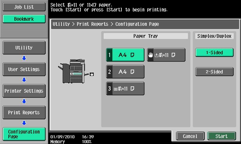 (Default: [Auto Paper Select]) Direct print is used to print documents using the direct print function of PageScope Web Connection or from external memory, or cellular phone/pda.
