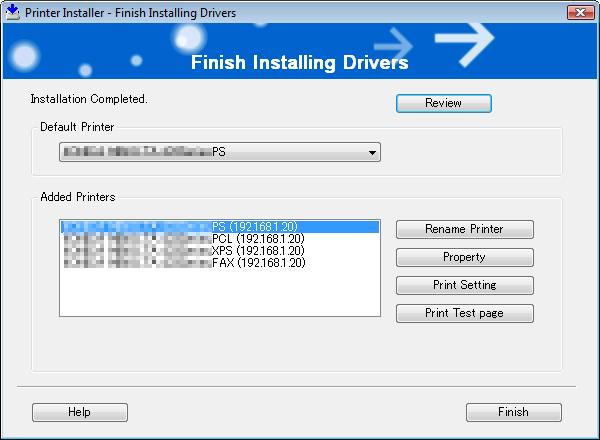 4.2 Easy installation procedure using the installer 4 9 On the [Finish Installing Drivers] page, click [Finish]. The installation is complete. On the [Installation Completed.