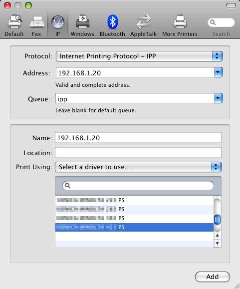 % If an incorrect printer driver is selected, go to Step 7. 7 Select the desired printer driver manually. % When OS X 10.6 is used, select [Select printer software.