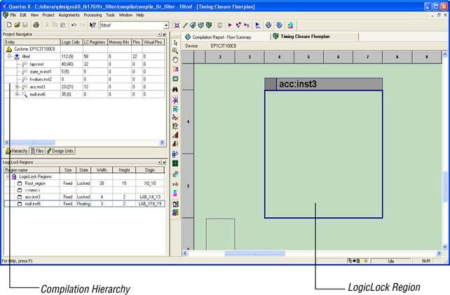 Quartus II Handbook, Volume 2 Using Drag & Drop to Place Logic You can drag selected logic displayed in the Hierarchy tab of the Project Navigator, Node Finder, or a schematic design file and drop it