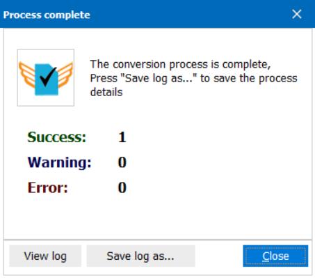 Figure 13. Process complete screen. Congratulations, you have now completed splitting a PDF by pages. The next section describes how to split files from your Bookmarks.