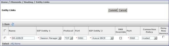 6.6. Entity Links A SIP trunk between Session Manager and a telephony system is described by an Entity Link.