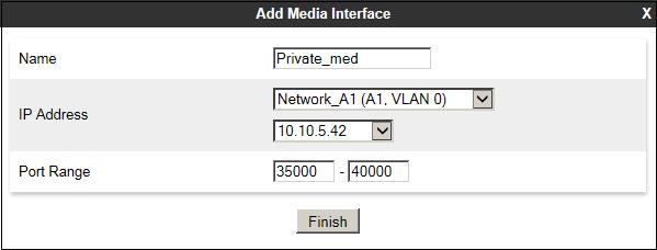 7.4. Media Interfaces Media Interfaces were created to specify the IP address and port range in which the Avaya SBCE will accept media streams on each interface.