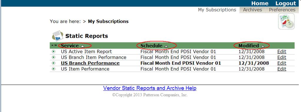 Infosource 2.0 Vendors My Subscriptions The MySubscriptions shows all the narrowcast subscriptions that are available on Infosource as web pages.