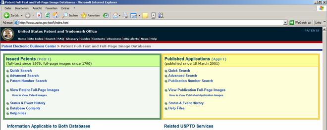 7: Homepage of United States Patent and Trademark Office: