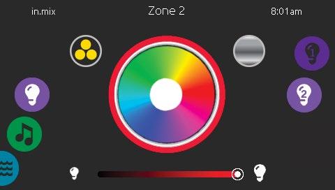 color mode (only available if in.mix is detected among the spa accessories) color wheel synchronization/ desynchronization icon mode selection wheel: in.