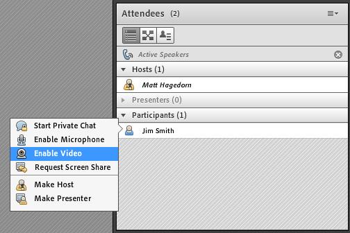 Enable your microphone by clicking the microphone icon in the top strip of icons. Enable your webcam by clicking Start My W ebcam, then click the Start Sharing button on your webcam display window.