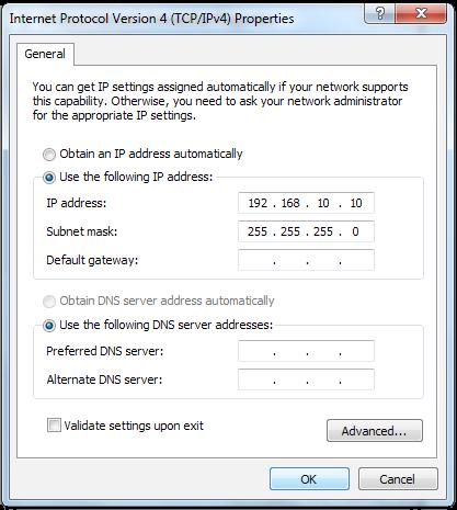For setting up the TRENDnet product, you can enter 192.168.10.10 as the IP address, 255.