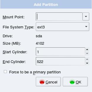 Edit partitions Select a partition from the current partition table, and click Edit button. To modify the partition s parameters.