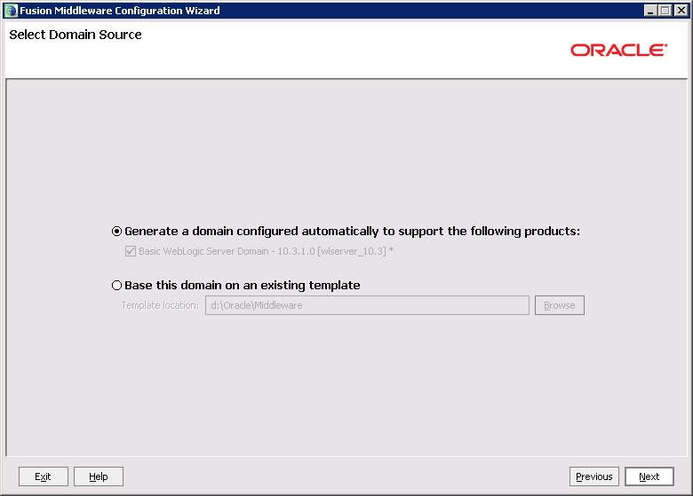 Select Generate a domain configured automatically to support the following Products