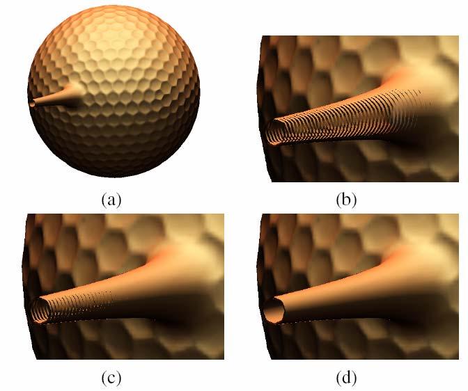 Adaptive Sampling A long narrow pull applied to the golf-ball dataset (a) Linear search may miss some intersections (b) Threshold-based adaptation solves some