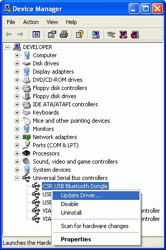 RESTORE DEVICE DRIVER After finish running Utility program, you must restore Bluetooth driver to original CSR driver for normal operation. Step 1 : Click Start on task bar. Click Control Panel.