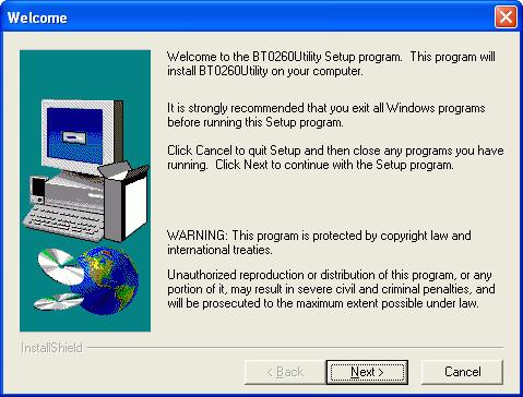 INSTALL UTILITY PROGRAM Find CD in your BT-0260 package, put it into