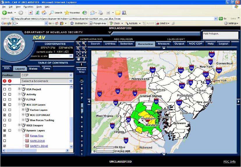 NOC COP integration - icav integrated as the Geospatial platform for
