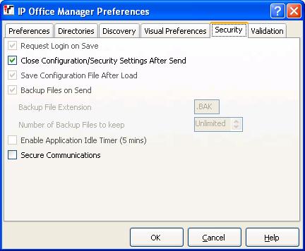 7. In the Manager window, select File Preferences and select the Security tab. The default Security tab is displayed. 8.