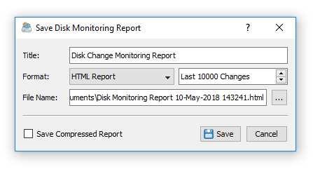 7 Saving Disk Change Monitoring Reports The DiskBoss disk change monitor allows one to save HTML, PDF, XML, text and Excel CSV reports.