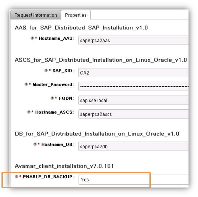 Chapter 4: Implementing Data Protection Backup Services for SAP enables SAP database backup when provisioning an SAP system as show in Figure 17: Figure 17.