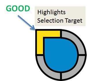 cursor color design to insure effective detection. Finally, it should reinforce the selection area.