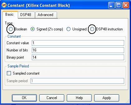Boolean and DSP48 Types The Xilinx blockset also uses the type Boolean for control ports, such as CE and RESET The Boolean type is a variant of the onebit unsigned number in that it will always be