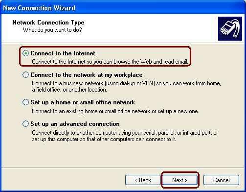 Step 5 When the New Connection Wizard appears, click on Next.