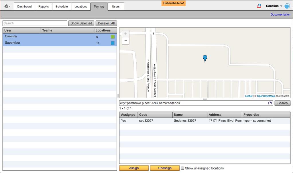 7. Assigning Territories On the Territory window, you can assign users to locations in bulk.