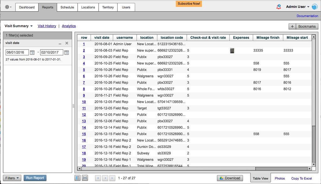 11. Running Reports VisitEye Reports tool extracts your data according to the selected parameters.