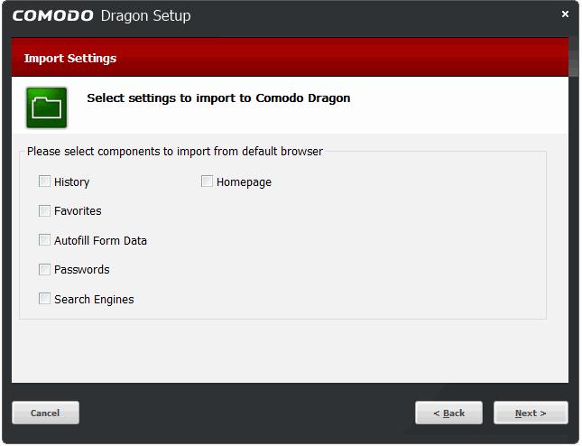 Select the checkboxes besides the records that you wish to import from your default browser at this time.