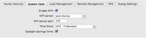 8.1.2 System Clock Enabling NTP will tell the router to get its system time from a remote server on the Internet.