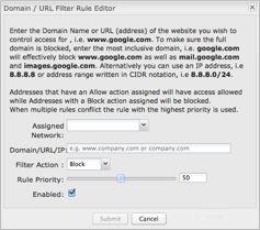 Click Add or Edit to open the Filter Rule Editor. Assigned Network: Select either All Networks or one of your LAN networks from the dropdown list.