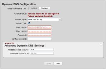 6.3.2 Dynamic DNS Configuration The Dynamic DNS feature allows you to host a server (Web, FTP, etc.) using a domain name that you have purchased (www.yourname.