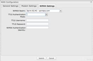 WiMAX Settings WiMAX Realm: Select from the following dropdown options: Clear clearwire-wmx.net Rover rover-wmx.net Sprint 3G/4G sprintpcs.com Xohm xohm.com BridgeMAXX bridgemaxx.