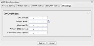 IP Settings IP overrides allow you to override IP settings after a device s IP settings have been configured. Only the fields that are filled out will be overridden.