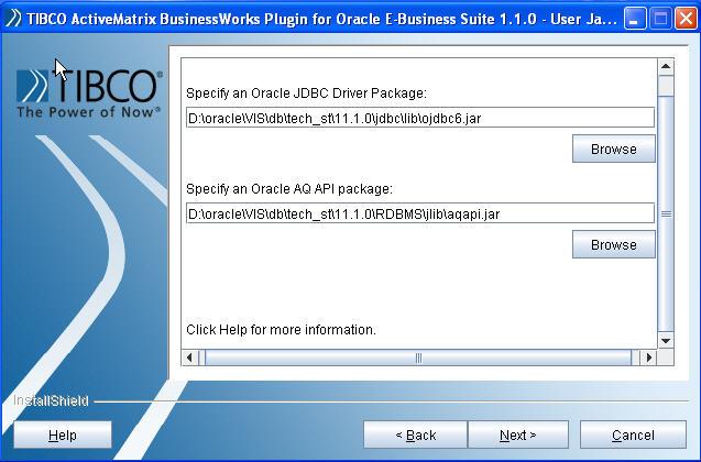 Oracle AQ API Package location, and then click the Next button.