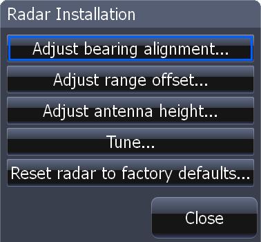 Settings To set T/M or R: 1. Press menu twice. 2. Select Radar and press enter. 3. Highlight Bearings and press enter. 4. Use the arrows to select a bearing and press Enter.