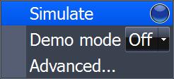 Settings Simulator Accesses all simulation types including default demo and simulator modes as well as advanced custom simulations.