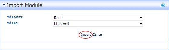 Select Imprt Cntent frm the mdule menu. This pens the Imprt Mdule page. 2. At Flder, select the flder where exprted file is lcated frm the drp-dwn list. 3.